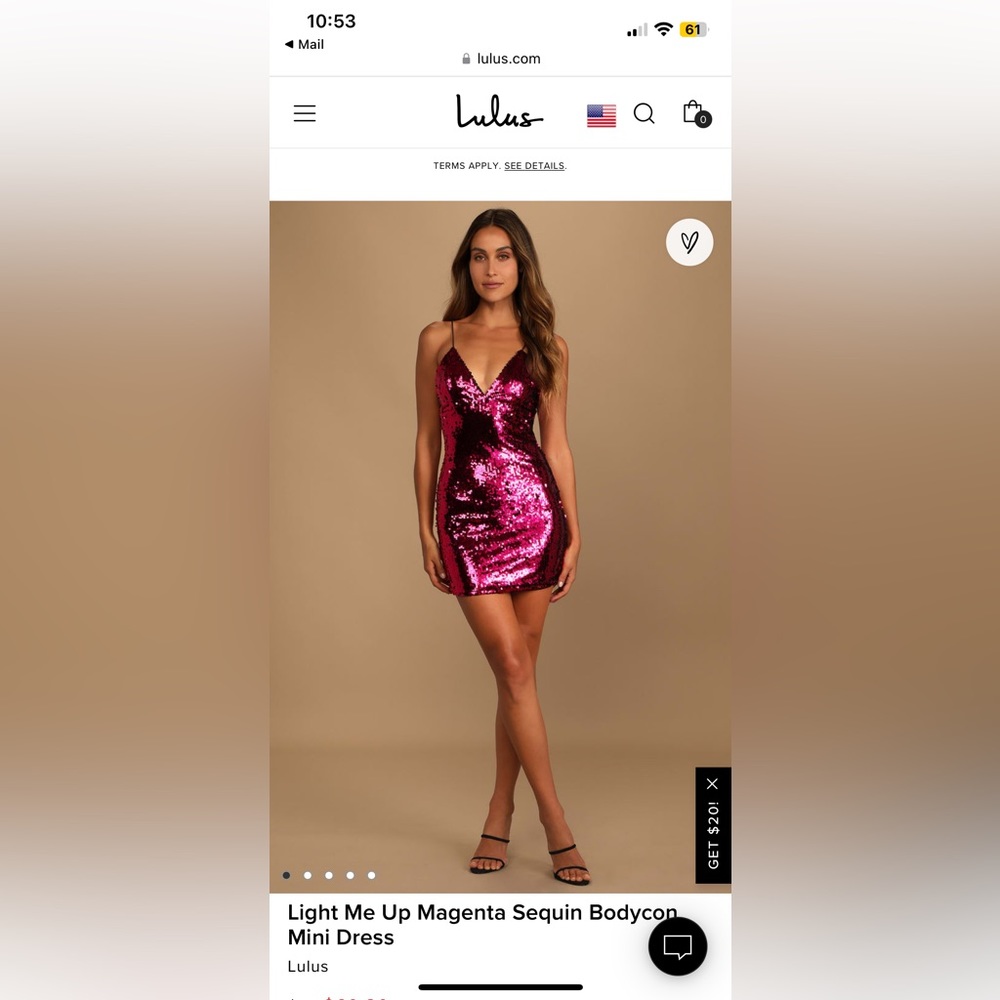 Lulu’s Light Me Up Magenta Sequin Bodycon Mini Dress. Size M.